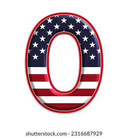 4th July US Flag alphabet numbers from 0 to 9. This is a part of a set which also includes uppercase and lowercase letters, punctuation marks, symbols, shapes, and frames - Powered by Shutterstock