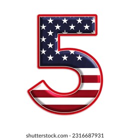 4th July US Flag alphabet numbers from 0 to 9. This is a part of a set which also includes uppercase and lowercase letters, punctuation marks, symbols, shapes, and frames - Powered by Shutterstock