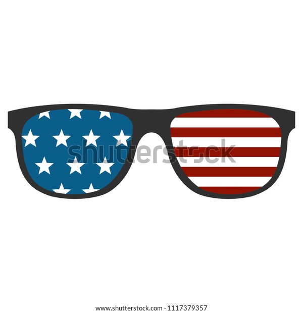 7月4日 米国独立記念日クリップアート 星や縞模様のある長方形の眼鏡のイラスト 7月4日 お祝いパーティーのアクセサリー のイラスト素材