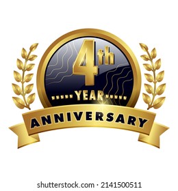 4th Year Anniversary Golden Logo Badge Stock Illustration 2141500511 ...