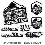 4x4 off road expedition set element for logo mascot Black white and Color
