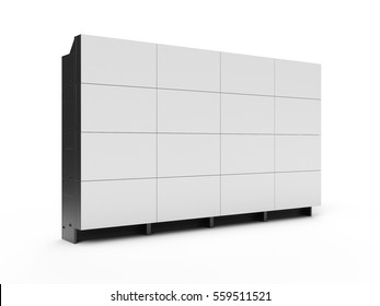 4x4 Projection Cubes Video Wall With White Screen 3D Illustration