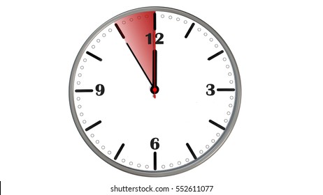 5 to 12 clock - time to act concept isolated on white - 3d rendering