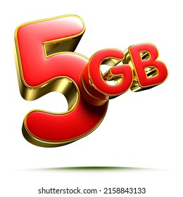 5 GB Red With Gold Side Borders 3D Illustration On White Background Have Work Path.