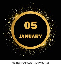 5 January Golden calendar with the number on a dark background Daily Calendar design with month of January 5 - Powered by Shutterstock