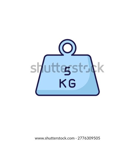 5 Kilogram white background. 5 Kilogram colored icon. 5 Kilogram vector icon. 5 Kilogram blue icon