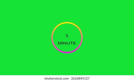 5 minute timer illustration. inside a green and red circle on white background emergency timer countdown illustration, and 4k illustration.