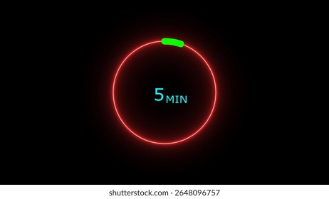 5 minutes timer clock icon 4k illustration on a black background. and creating a stunning illustration .4k illustration 