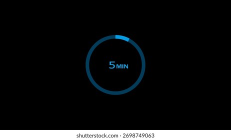 5 minutes timer clock icon concept illustration background 4k.