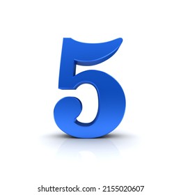 5 Number Blue Numeral Five Sign 3d Rendering