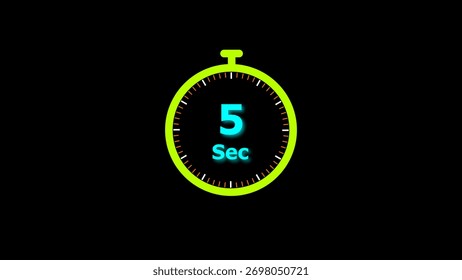 5 Second timer clock icon illustration. and creating a stunning illustration.4k illustration.