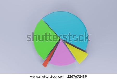 5 segment top view. percentage pie chart for finance report template. 3d rendering.
