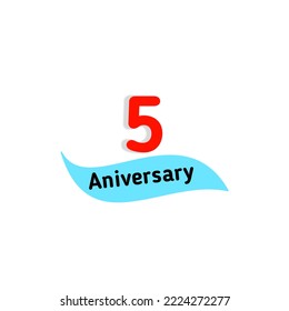 5 Years Aniversary Banner. Happy Anniversary Celebrating Number Of Day. Aniversary Gift Card Poster. Celebration Poster With White Background 