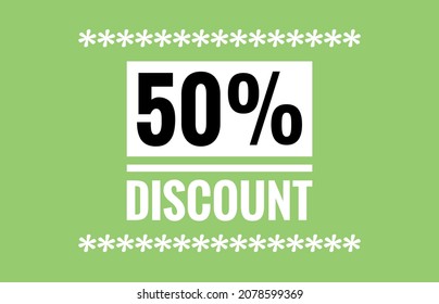 50% Discount Offer Lable With Green Background  | 50% Discount Tag For Your Shop