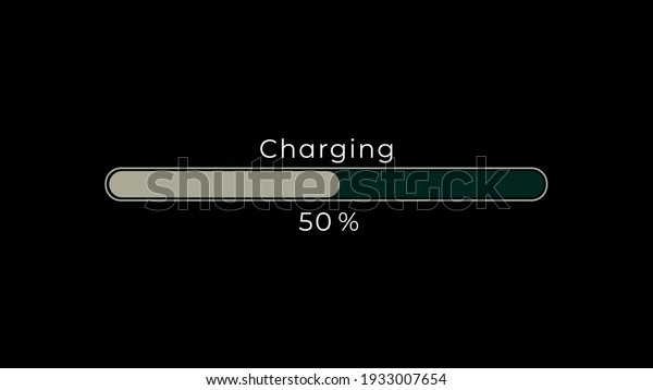 50%\
Futuristic Charging Progress Bar  on Black\
Background
