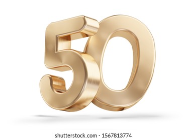 50 Golden 3dillustration Isolated On White Stock Illustration ...