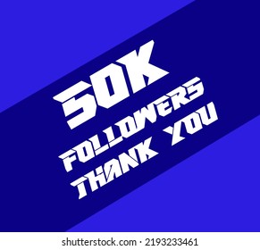 50 K Followers Banner In Blue Background 