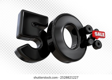 50  percent black offer in 3d - Powered by Shutterstock