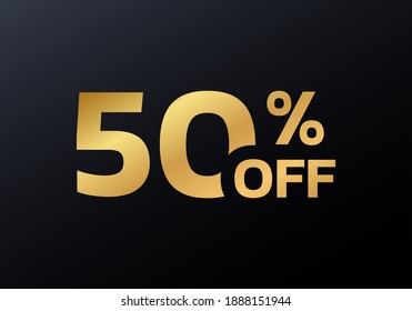 50 percent price off icon, label or tag. Sale banner. Golden discount badge or sticker design.