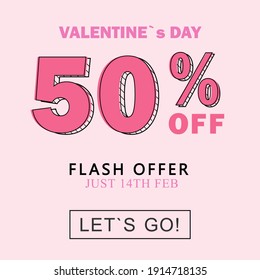 50% sale on pink background