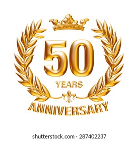 50 Years Anniversary golden laurel wreath design  - Powered by Shutterstock