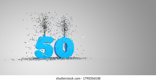 50 years, blue text, grey background 3D rendering - Powered by Shutterstock