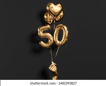 50 years old. Gold and black Number 50th anniversary, happy birthday congratulations. 3d rendering. - Powered by Shutterstock