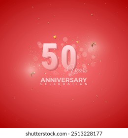 50th Anniversary celebration, 50 Anniversary celebration, Realistic 3d sign, stars, festive illustration, red background with Pink number 50 sparkling confetti, 50,51
 - Powered by Shutterstock