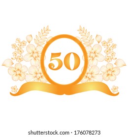 50th Anniversary Golden Floral Banner, Design Element