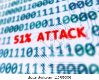 51% Attack On Blockchain Security Vulnerability 3D Render With Depth Of Field