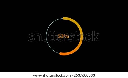 53 percent number circle loading icon pie chart diagrams modern design illustration background.	