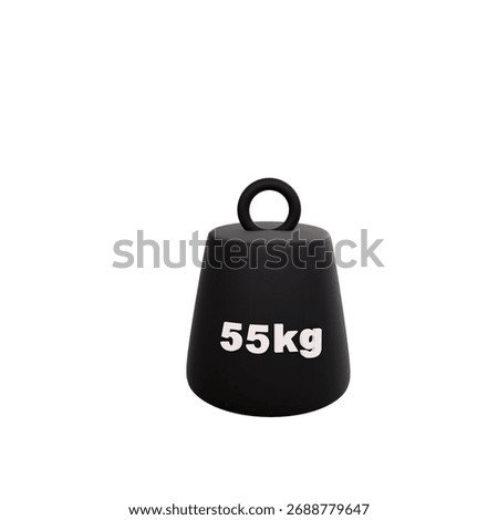 55 kg. weight of kilogram text isolated on white background. 3d render.