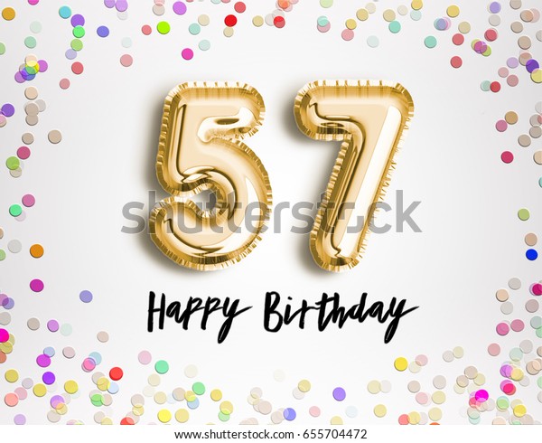 57th Birthday Celebration Gold Balloons Colorful Stock Illustration ...