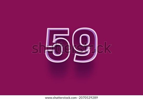 59 3D number 59 is isolated on purple background\
for your unique selling poster promo discount special sale shopping\
offer, banner ads label, enjoy Christmas, Xmas sale off tag, coupon\
and more.