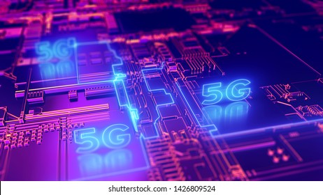 5G Fifth Generation Cellular Network Technology. Broadband Access 3D Illustration Concept.