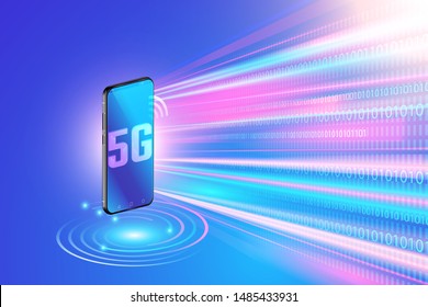 5g Network Technology On Smartphone And High Speed Wireless Network. Next Generation Of Internet