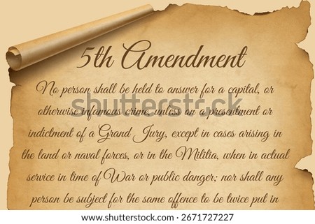5th Amendment Text on Aged Parchment Scroll