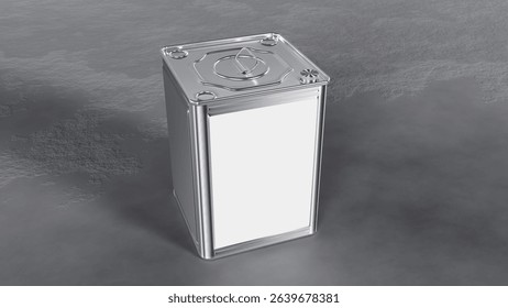 6 3D rendering of a Tin Can with a blank label on a gray background