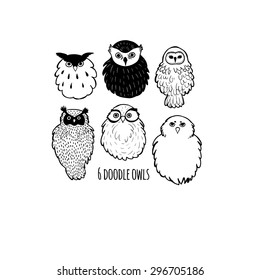 6 doodle owls.