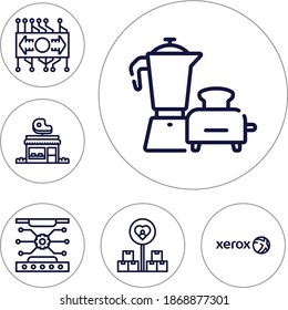 6 Lineal Editable Icons Set For File Of Technology, Butcher Shop, Charity, Xerox, Kitchenware