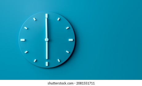 6 O Clock Sea Blue Office Wall Clock 3d Illustration