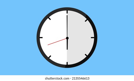 Its 6 Six Oclock Clock Am Pm Time Blue Background Flat Design