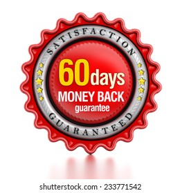60 days money back stamp isolated on white background.
