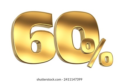 60 Off. Discount creative composition. 3d Golden sale symbol with decorative objects