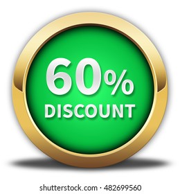 60 percent button isolated. 3D illustration
