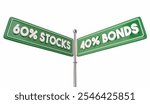 60 Percent Stocks 40 Bonds Investment Portfolio Mix Street Signs 3d Illustration