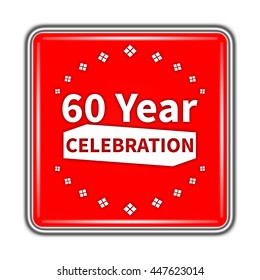 60 year celebration button isolated