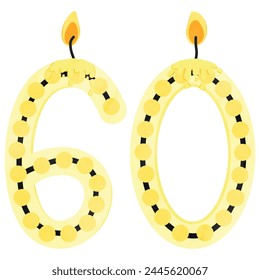 60th Birthday candle number, age, anniversary, celebration,  burning candle number - Powered by Shutterstock