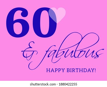 60th happy birthday card illustration in retro style. - Powered by Shutterstock