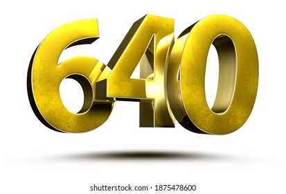 640 numbers 3D illustration on white background with clipping path.